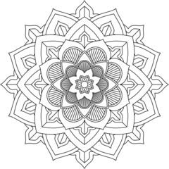 Easy Mandala coloring book simple and basic for beginners, seniors and children. Set of Mehndi flower pattern for Henna drawing and tattoo. Decoration in ethnic oriental, Indian style.