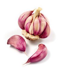 spanish purple garlic isolated