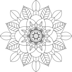 Easy Mandala coloring book simple and basic for beginners, seniors and children. Set of Mehndi flower pattern for Henna drawing and tattoo. Decoration in ethnic oriental, Indian style.