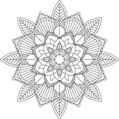 Easy Mandala coloring book simple and basic for beginners, seniors and children. Set of Mehndi flower pattern for Henna drawing and tattoo. Decoration in ethnic oriental, Indian style.