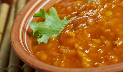 Moroccan  pumpkin and red lentil soup