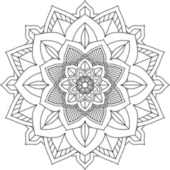 Easy Mandala coloring book simple and basic for beginners, seniors and children. Set of Mehndi flower pattern for Henna drawing and tattoo. Decoration in ethnic oriental, Indian style.