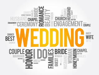 Obraz premium Wedding word cloud collage, social concept