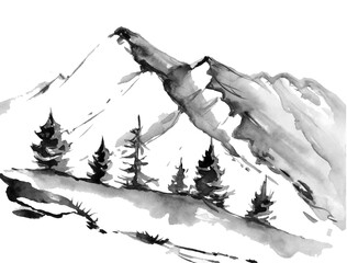 hand drawn illustration of a mountain