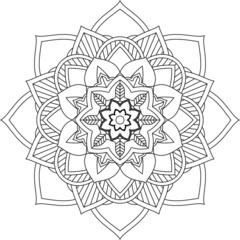 Easy Mandala coloring book simple and basic for beginners, seniors and children. Set of Mehndi flower pattern for Henna drawing and tattoo. Decoration in ethnic oriental, Indian style.