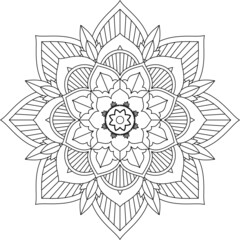 Easy Mandala coloring book simple and basic for beginners, seniors and children. Set of Mehndi flower pattern for Henna drawing and tattoo. Decoration in ethnic oriental, Indian style.