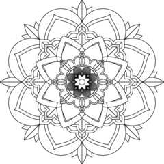 Easy Mandala coloring book simple and basic for beginners, seniors and children. Set of Mehndi flower pattern for Henna drawing and tattoo. Decoration in ethnic oriental, Indian style.
