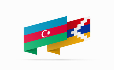 Nagorno-Karabakh and Azerbaijan flags state symbols isolated on background national banner. war for independence of Artsakh Nagorno-Karabakh, Azerbaijan. Illustration with flat Official state flags.