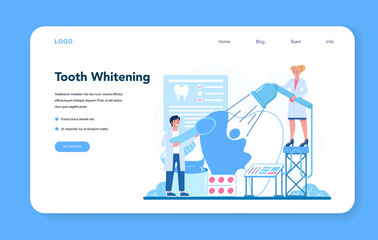 Dentist profession. Dentists in uniform treat tooth using