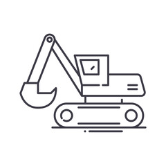 Fototapeta na wymiar Excavator auger drive icon, linear isolated illustration, thin line vector, web design sign, outline concept symbol with editable stroke on white background.