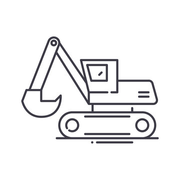 recommend clip art: Excavator auger drive icon, linear isolated illustration, thin line vector, web design sign, outline concept symbol with editable stroke on white background.