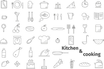 Set of vector food and kitchen icons for the Internet.
