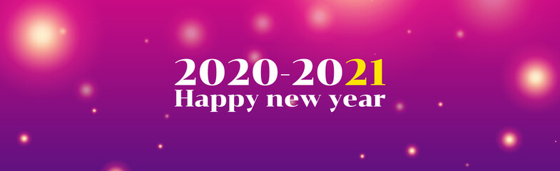 Happy new year 2021 banner with light.