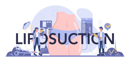 Liposuction surgery typographic header. Idea of body correction.