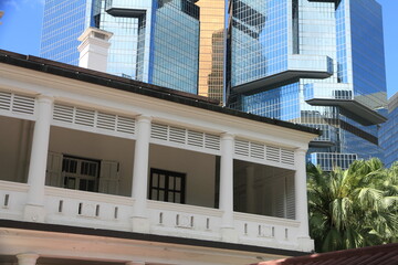 Mixture of Colonial Building and Modern Skyscrapers in Admiralty, Hong Kong