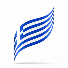 Greek flag wavy abstract background. Vector illustration.