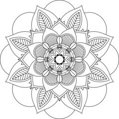 Easy Mandala coloring book simple and basic for beginners, seniors and children. Set of Mehndi flower pattern for Henna drawing and tattoo. Decoration in ethnic oriental, Indian style.