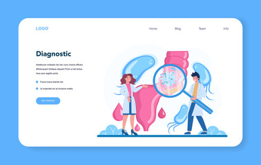 Proctologist web banner or landing page. Doctor examine