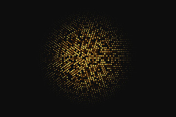 Dots, Gold. a circle. halftone. Vector design element, template on a dark background.