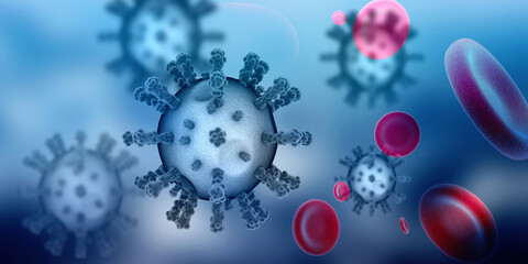 3d render Corona virus microscopic view
