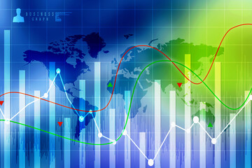 2d rendering Stock market online business concept. business Graph 