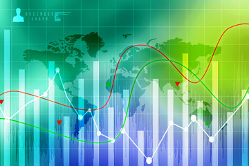 2d rendering Stock market online business concept. business Graph 