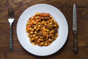Moroccan Beef Tagine with chickpeas, onions.