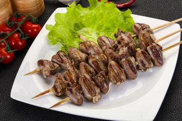 Chicken hearts skewer