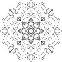 Easy Mandala coloring book simple and basic for beginners, seniors and children. Set of Mehndi flower pattern for Henna drawing and tattoo. Decoration in ethnic oriental, Indian style.