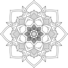 Easy Mandala coloring book simple and basic for beginners, seniors and children. Set of Mehndi flower pattern for Henna drawing and tattoo. Decoration in ethnic oriental, Indian style.