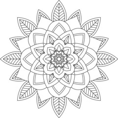 Easy Mandala coloring book simple and basic for beginners, seniors and children. Set of Mehndi flower pattern for Henna drawing and tattoo. Decoration in ethnic oriental, Indian style.