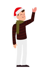 merry christmas man with hat santa character cartoon