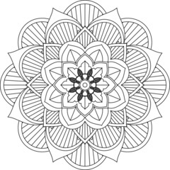 Easy Mandala coloring book simple and basic for beginners, seniors and children. Set of Mehndi flower pattern for Henna drawing and tattoo. Decoration in ethnic oriental, Indian style.