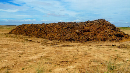 Pile of compost stored in the field 