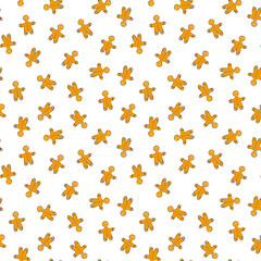 Christmas print. Seamless Christmas pattern. Holiday print. Gingerbread on a white background. Print for printing on fabric, paper, and postcards.