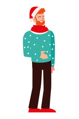 merry christmas bearded man with hat santa character cartoon