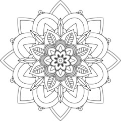 Easy Mandala coloring book simple and basic for beginners, seniors and children. Set of Mehndi flower pattern for Henna drawing and tattoo. Decoration in ethnic oriental, Indian style.