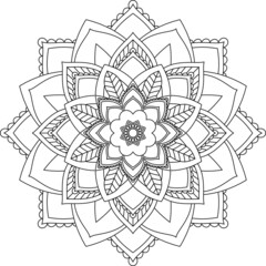 Easy Mandala coloring book simple and basic for beginners, seniors and children. Set of Mehndi flower pattern for Henna drawing and tattoo. Decoration in ethnic oriental, Indian style.