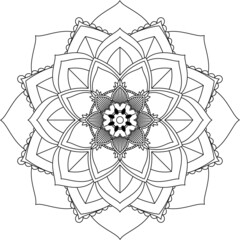 Fototapeta premium Easy Mandala coloring book simple and basic for beginners, seniors and children. Set of Mehndi flower pattern for Henna drawing and tattoo. Decoration in ethnic oriental, Indian style.