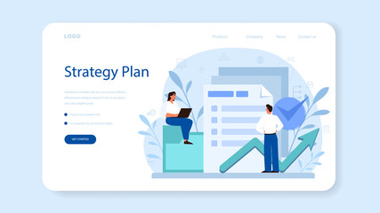 Obraz premium Project management web banner or landing page. Successful