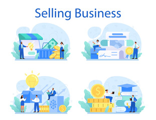 Obraz na płótnie Canvas Selling business set. B2B or business to business deal. Selling