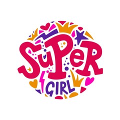 Vector illustration of Super Girl text