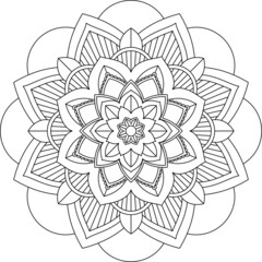 Easy Mandala coloring book simple and basic for beginners, seniors and children. Set of Mehndi flower pattern for Henna drawing and tattoo. Decoration in ethnic oriental, Indian style.