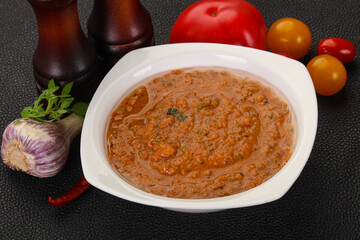 Famous Spanish gazpacho tomato soup