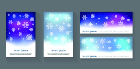 Abstract blue and cyan background with snowflakes