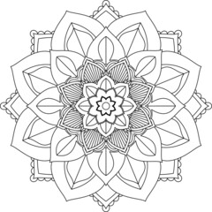 Easy Mandala coloring book simple and basic for beginners, seniors and children. Set of Mehndi flower pattern for Henna drawing and tattoo. Decoration in ethnic oriental, Indian style.