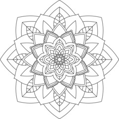 Fototapeta premium Easy Mandala coloring book simple and basic for beginners, seniors and children. Set of Mehndi flower pattern for Henna drawing and tattoo. Decoration in ethnic oriental, Indian style.