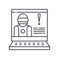 Error function icon, linear isolated illustration, thin line vector, web design sign, outline concept symbol with editable stroke on white background.