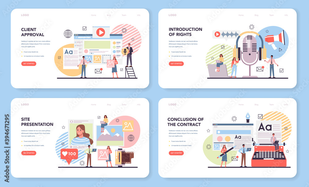 Poster website content web banner or landing page set. idea of digital