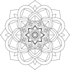 Easy Mandala coloring book simple and basic for beginners, seniors and children. Set of Mehndi flower pattern for Henna drawing and tattoo. Decoration in ethnic oriental, Indian style.